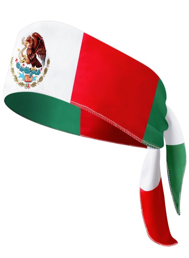 Geodurn Mexican Flag Headband for Men Women, Mexican Flag Tie Bandana with National Emblem – Patriotic Tricolor Head Wrap for Cinco de Mayo, Sports Events, Parades, and Festivals - Image 1
